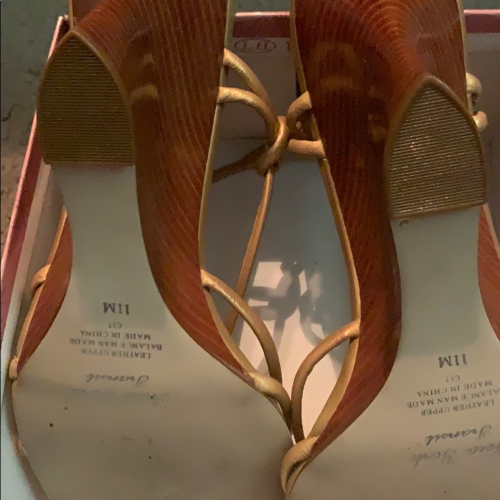 Sexy gold strappy wedge sandals. - Picture 3 of 3
